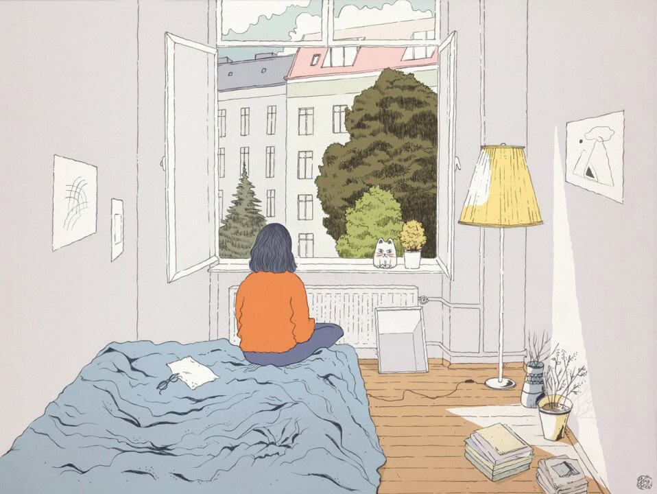Solitudine: Un'illustrazione di una persona che guarda fuori dalla finestra di una stanza